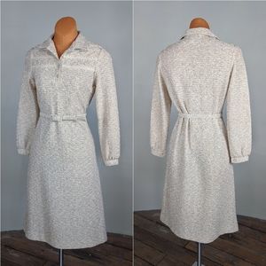 VINTAGE | Leslie Fay Cream Knit Long Sleeve Dress